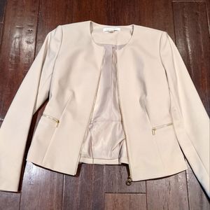 Calvin Klein Women's size 4 Stylish Zip-front Taupe / Beige Jacket Blazer